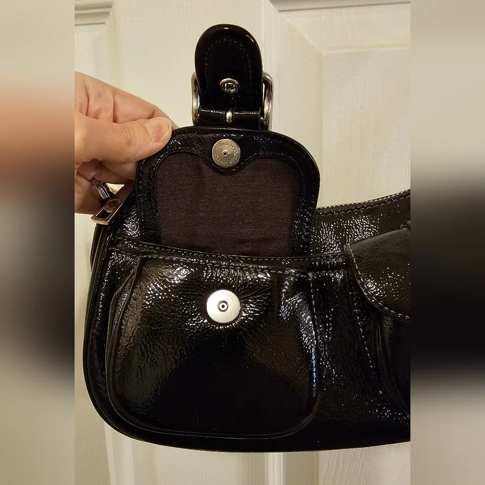 Coach Ashton Black Glazed Leather Crossbody Bag - Picture 6 of 11